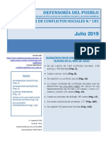 Reporte de Conflictos Sociales N° 185 - Julio 2019