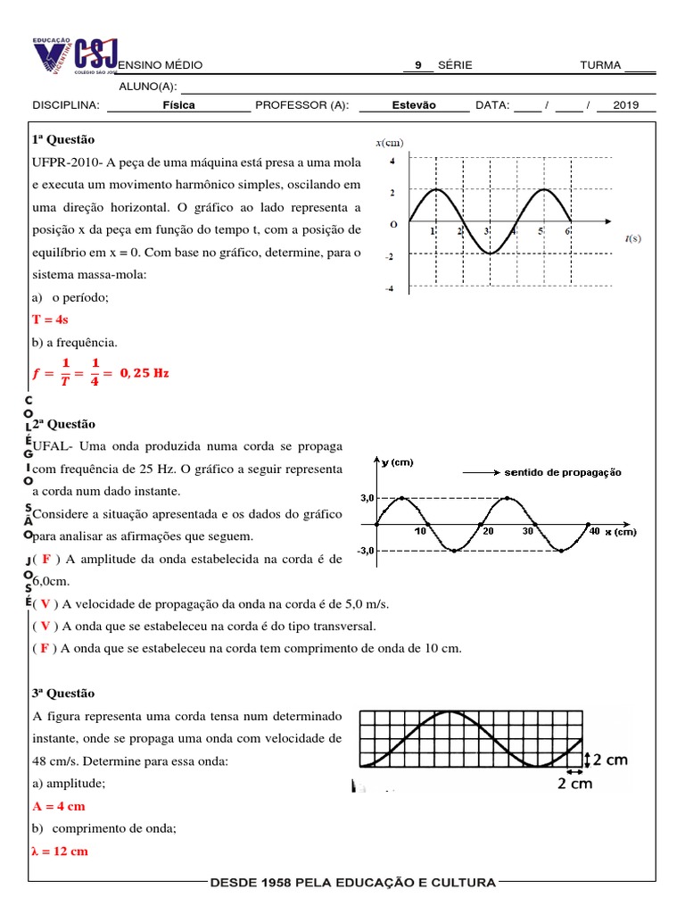 2 Lista 9 Ano 2 Tri - Maquinas e Ondas - Com Gabarito | PDF | Som | Ondas