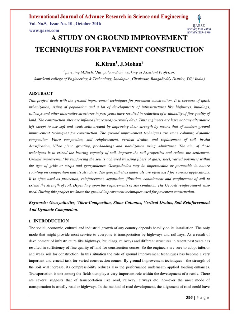 Ground Improvement Techniques for Pavements | PDF | Soil | Geotechnical ...
