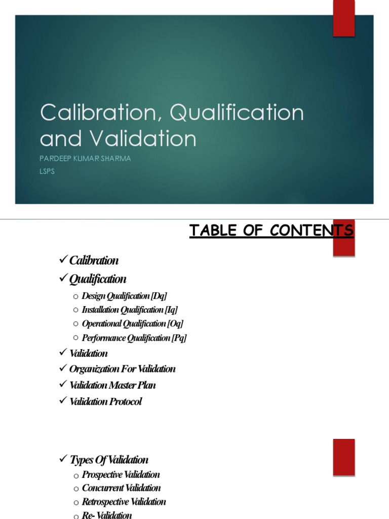 Calibration, Qualification, and Validation Guide | PDF | Verification ...