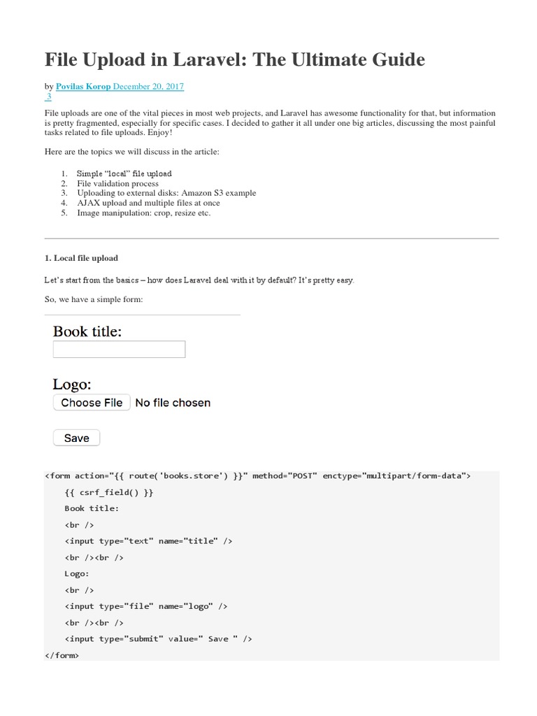 File Uploads in Laravel: A Complete Guide | PDF | Computer File | File ...