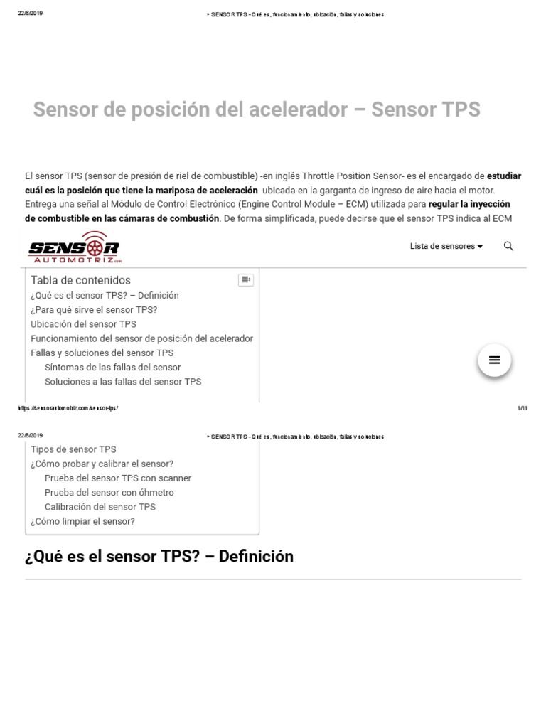 SENSOR TPS - Qué Es, Funcionamiento, Ubicación, Fallas y Soluciones ...