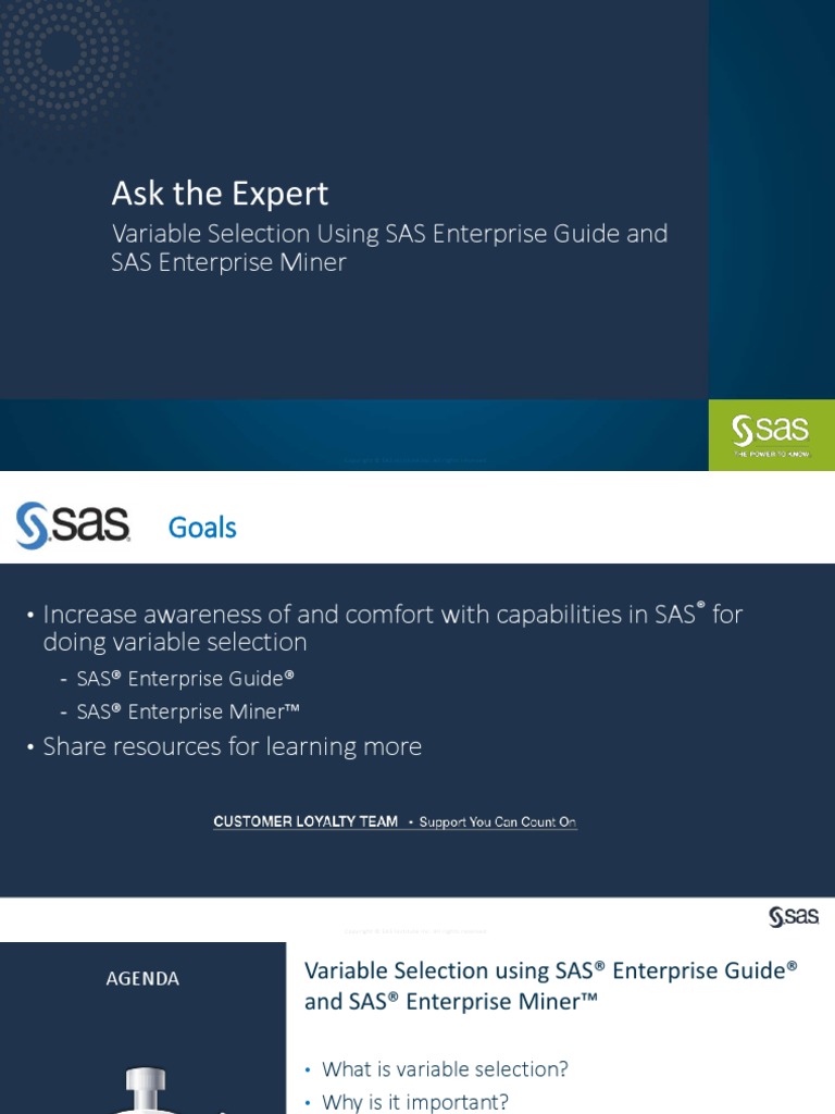 Variable Selection in SAS Enterprise Guide and SAS Enterprise Miner ...
