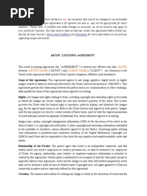 Artist Licensing Agreement