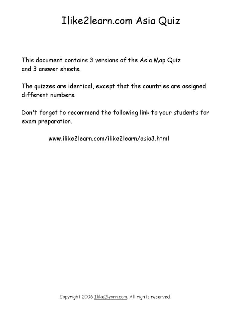 Asia Map Exam PDF | PDF