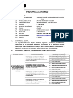 Programa Analítico Procedimientos Constructivos