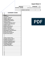 Input Data Sheet For E-Class Record: Region Division School Name