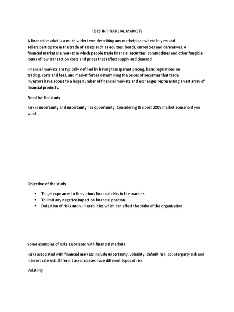 Understanding Financial Market Risks | PDF | Financial Risk | Market ...