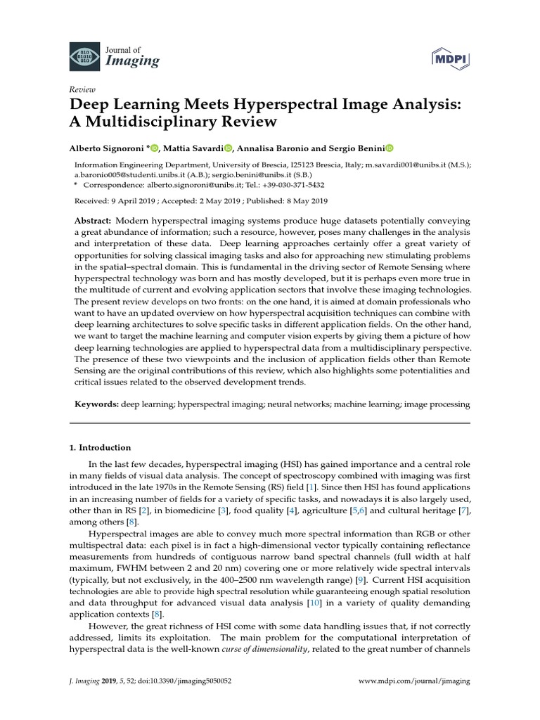 Deep Learning Meets Hyperspectral Image Analysis: A Multidisciplinary