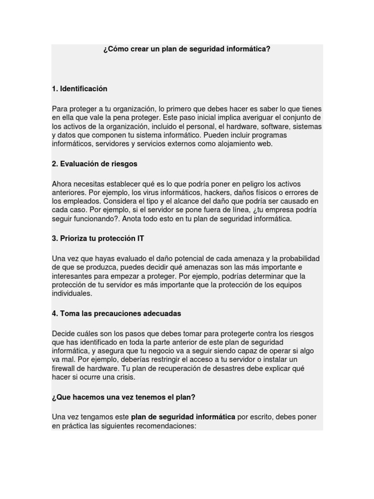 Guía para Plan de Seguridad IT | PDF | La seguridad informática | Seguridad