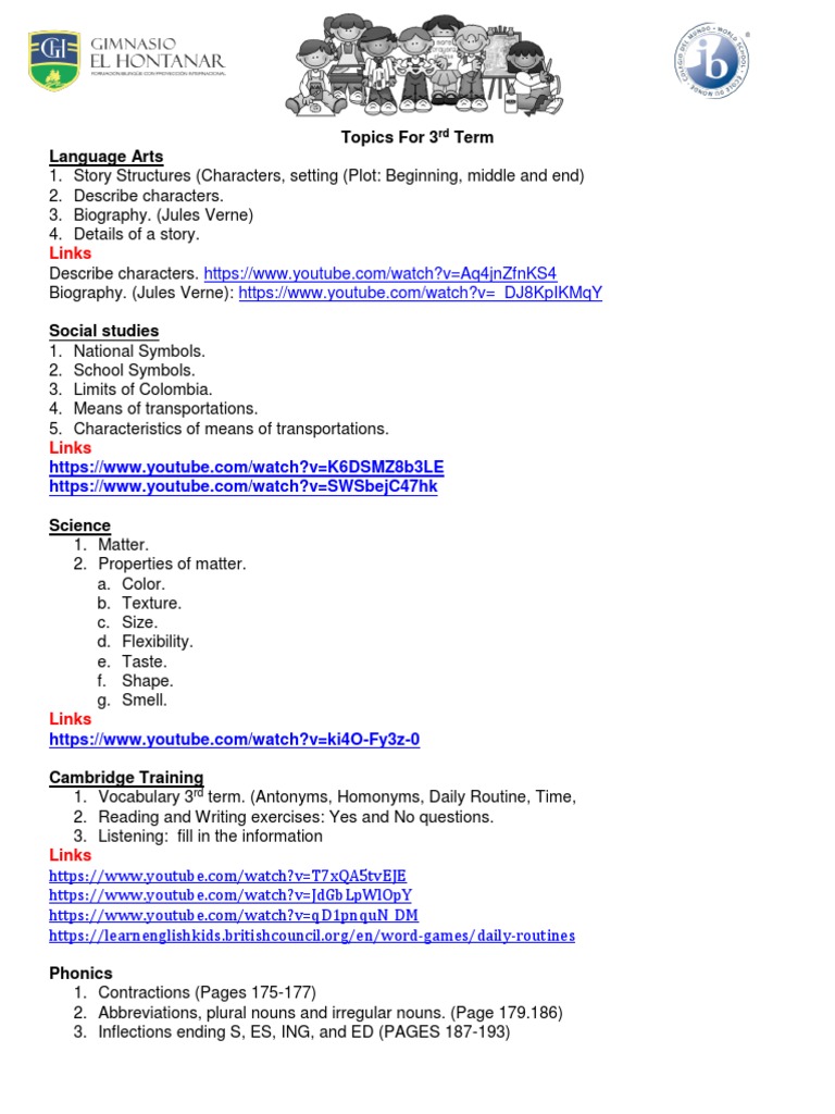 3rd Term Curriculum Topics | PDF