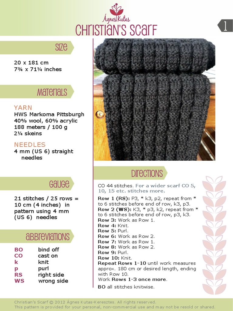 Christian's Scarf: BO CO K P RS WS | PDF