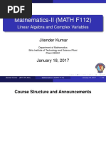 Mathematics-II (MATH F112) : Linear Algebra and Complex Variables