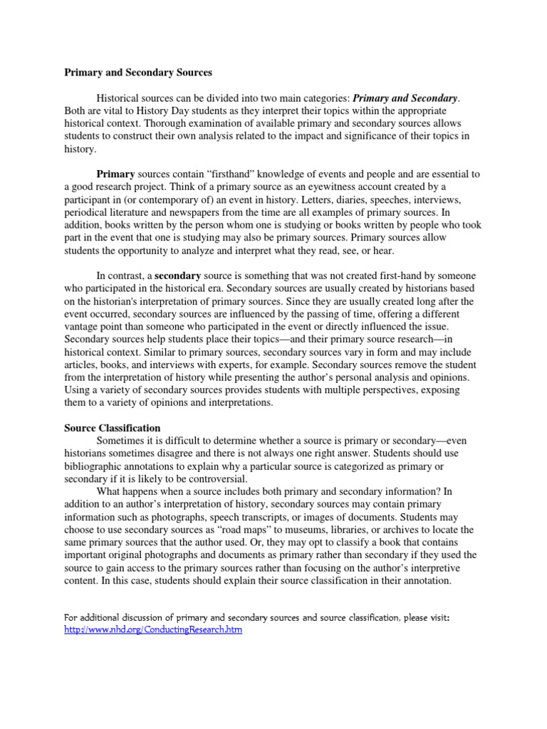 Primary Secondary Sources PDF | PDF | Primary Sources | Cognition