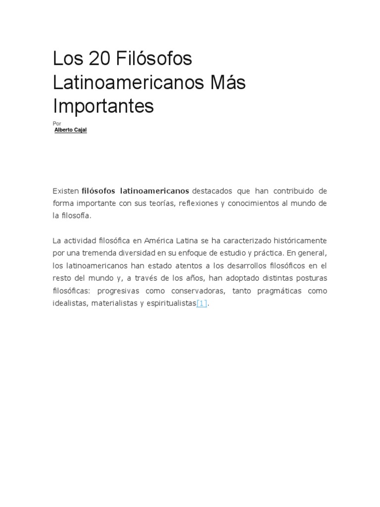 Los 20 Filósofos Latinoamericanos Más Importantes | America latina | México