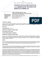 Tribunal Constitucional Reconoce El Derecho A La Libertad de Tránsito de Personas Jurídicas