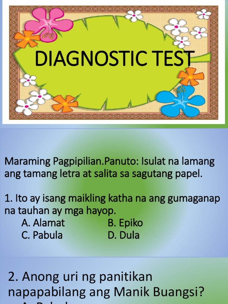 Diagnostic Test in Filipino 7 PDF