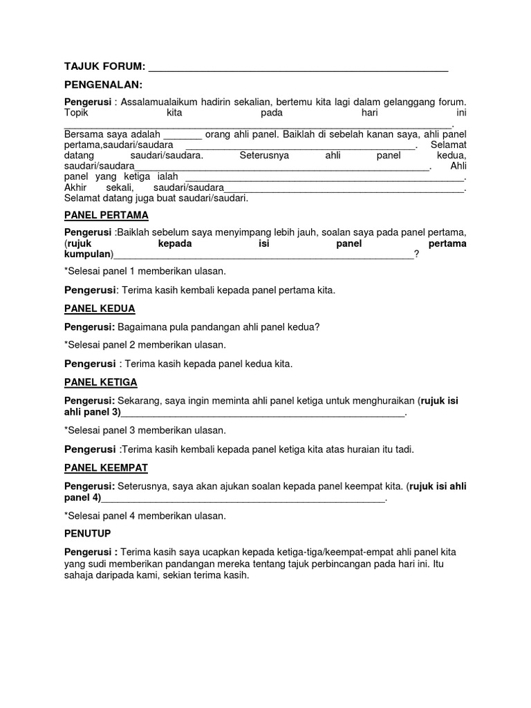 Contoh Forum Pt3 Teks Ujian Bertutur
