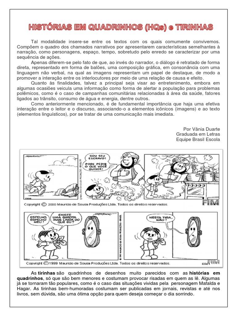 As características e finalidades das histórias em quadrinhos | PDF ...