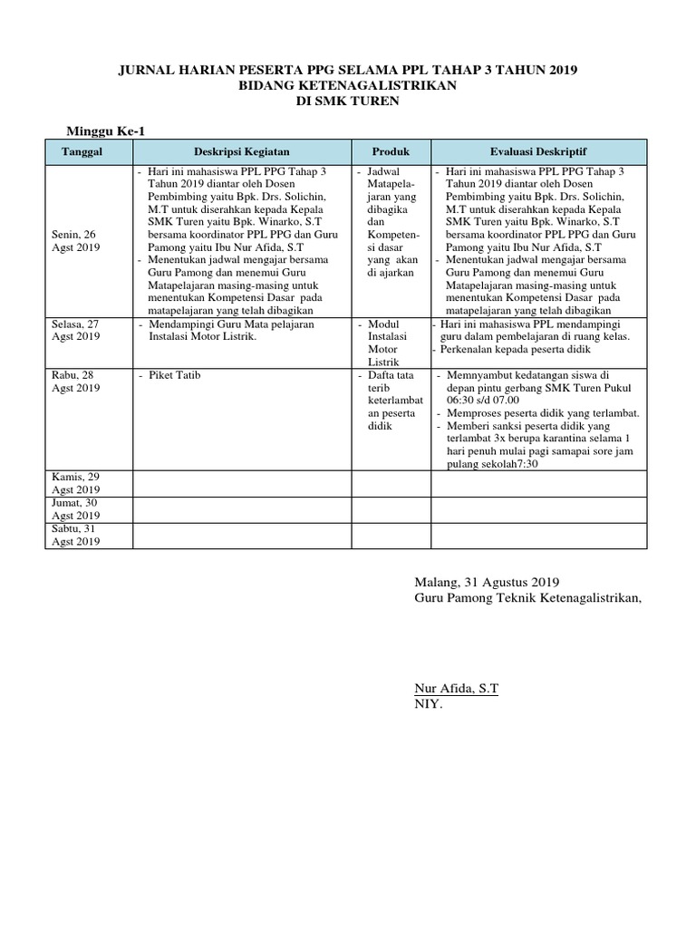 Jurnal Harian Ppl Pdf