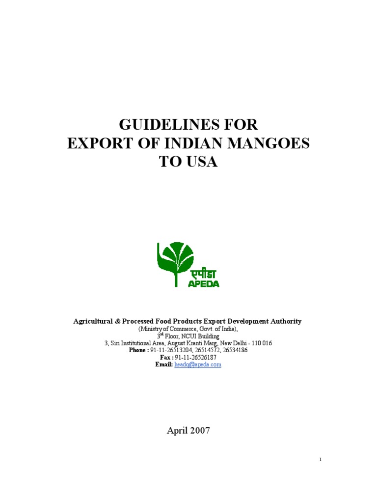 Export Guidelines for Indian Mangoes to USA | PDF | Packaging And ...