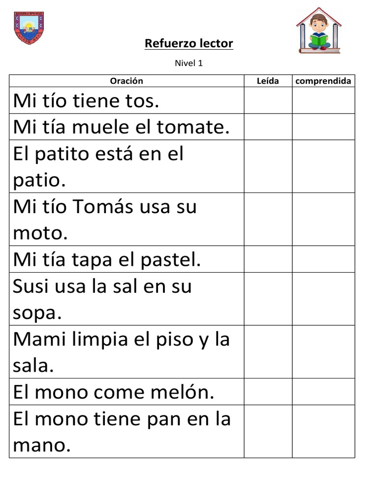 Oraciones Cortas para Primero Básico | PDF