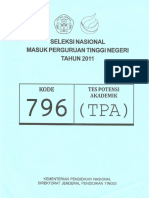 Naskah Soal SNMPTN 2011 Tes Potensi Akademik (TPA) Kode Soal 796 by [Pak-Anang.blogspot.com]