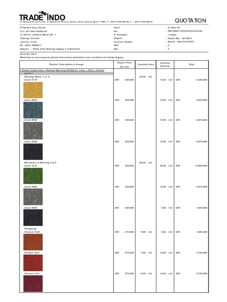 09a Quotation DESSO Carpet PDF Private Law Business