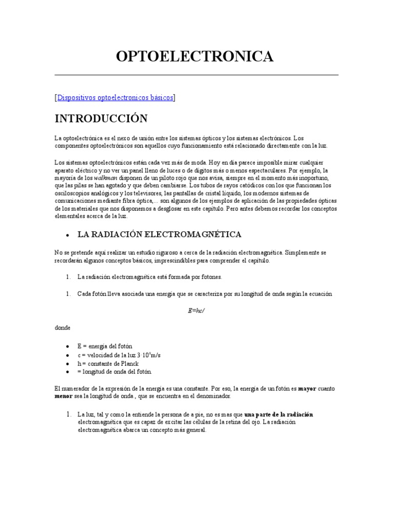 Optoelectronica PDF Diodo emisor de luz Láser