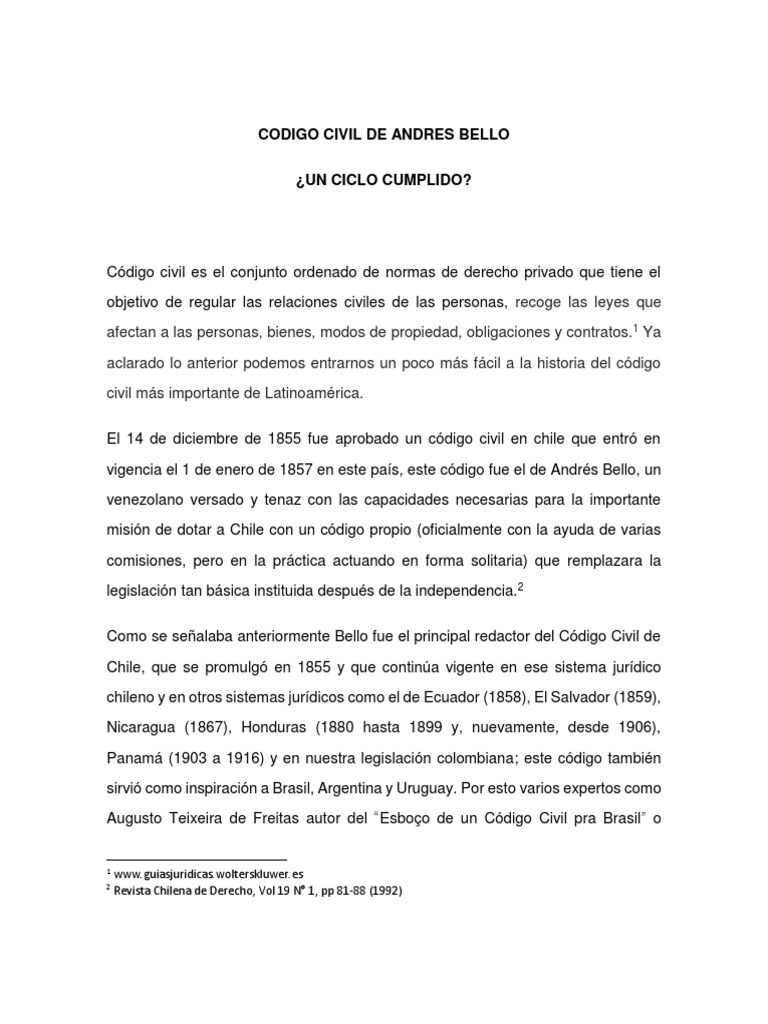Código Civil de Bello: ¿Necesita Actualización? | PDF | Gobierno ...