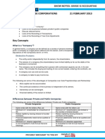 Companies & Close Corporations 21 FEBRUARY 2013: Lesson Description