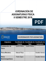 Coordinación asignaturas física II semestre 2019