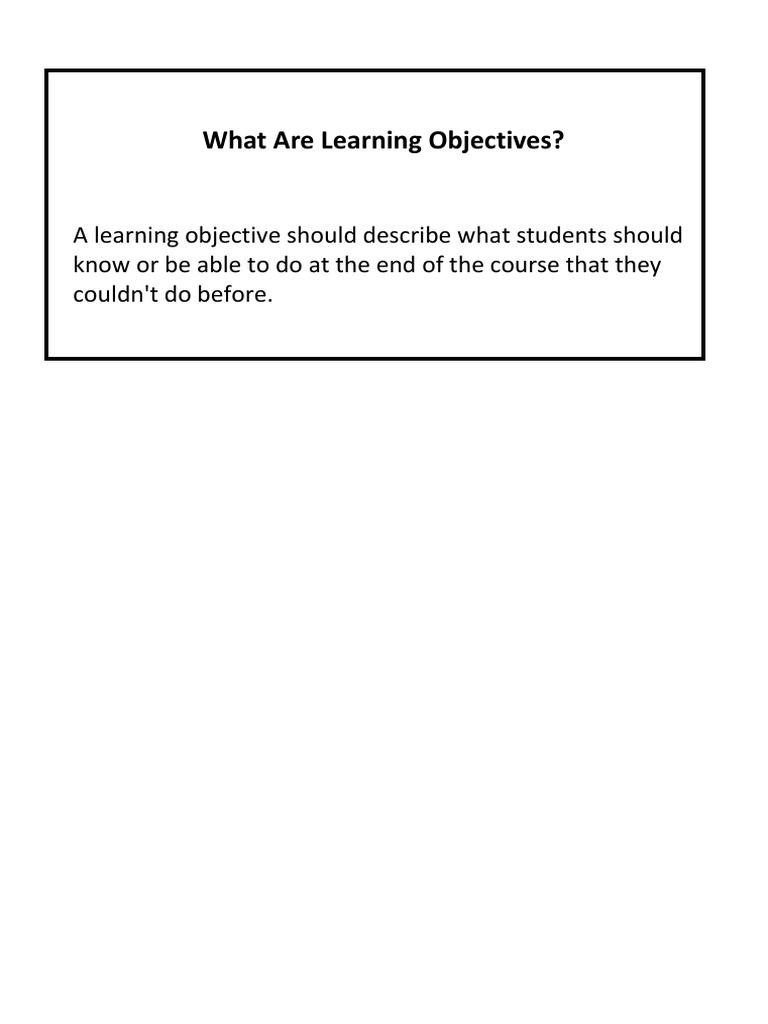 Learning Objectives 1 | PDF | Goal | Learning