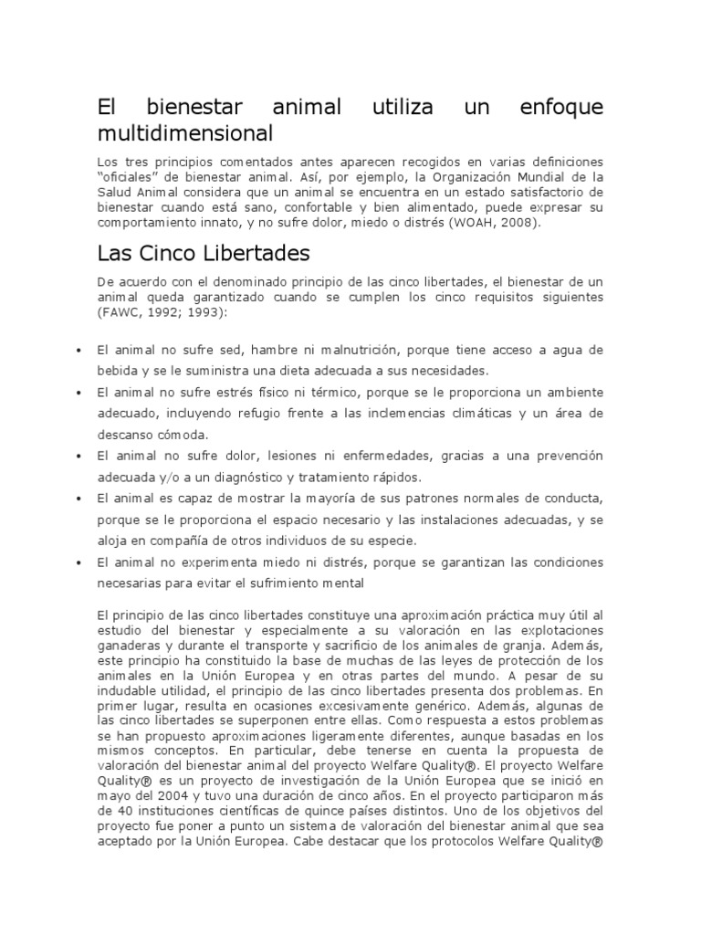 El Bienestar Animal | PDF | Bienestar de los animales | Bienestar