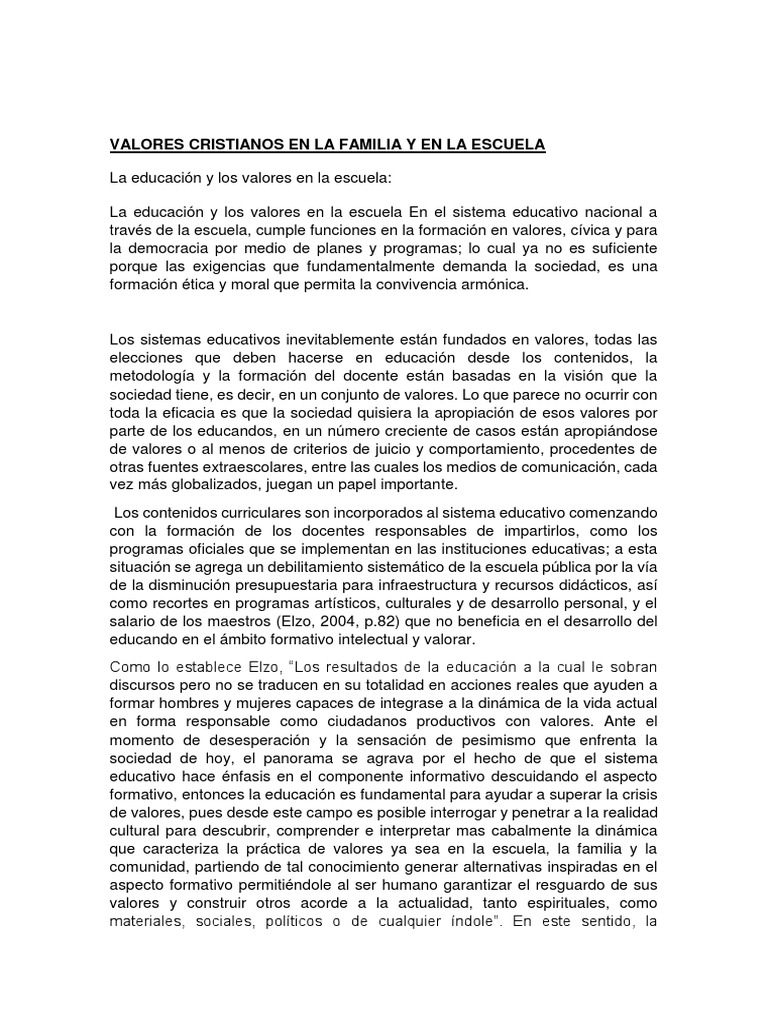 Valores en familia y escuela | PDF | Familia | Sociedad