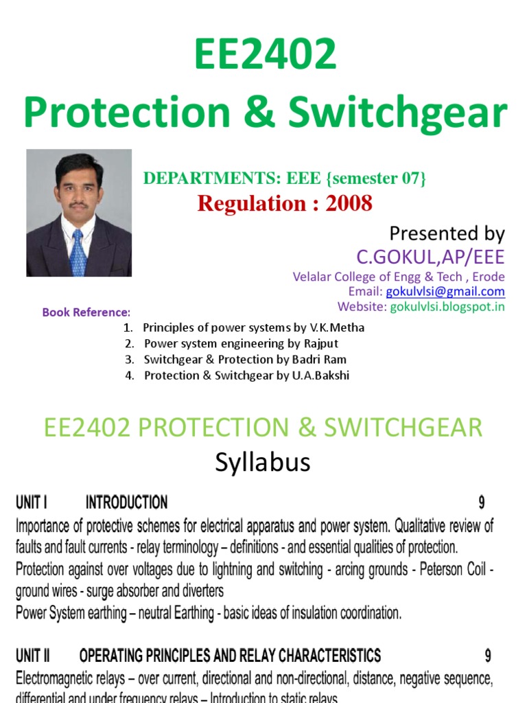 Power System Protection & Switchgear Guide | PDF | Relay | Insulator ...