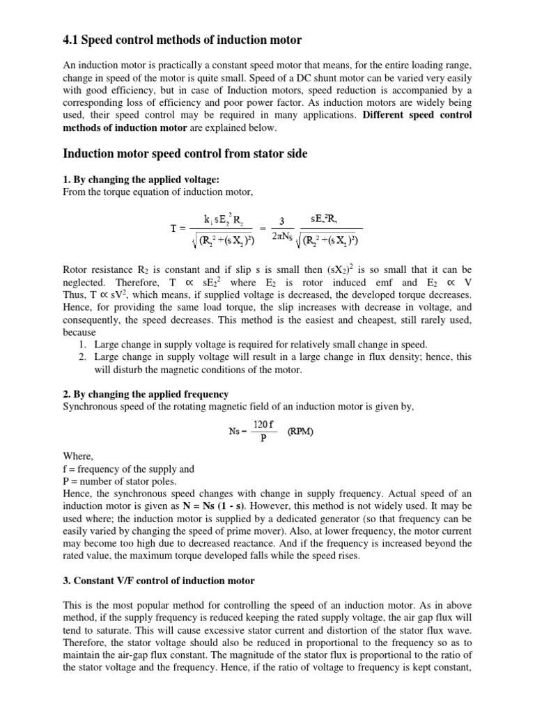 Induction Motor Speed Control Methods | PDF | Electric Motor ...