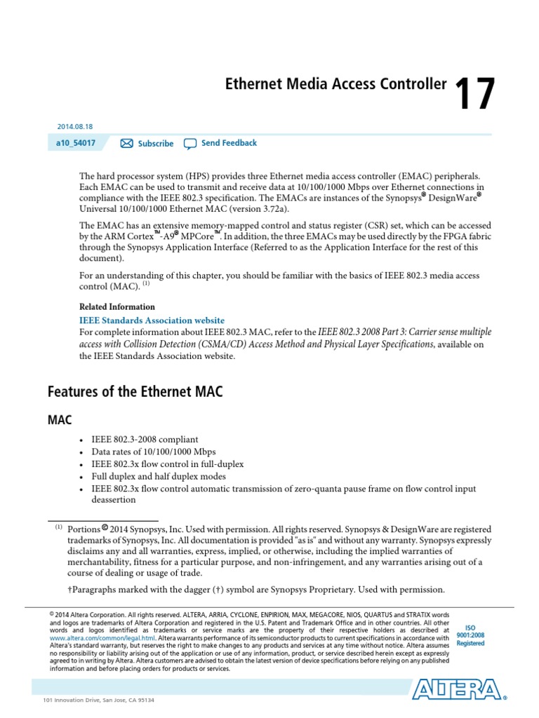 Ethernet Media Access Controller: Features of The Ethernet MAC | PDF ...