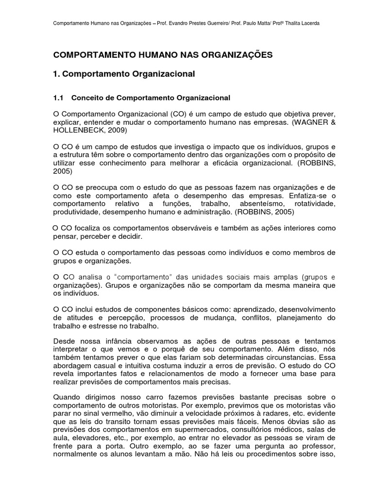 Comportamento Humano nas Organizações: Uma Introdução às Teorias e ...