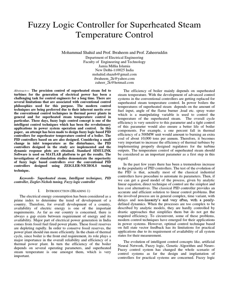 Fuzzy Logic Controller For Superheated S | PDF | Control Theory ...