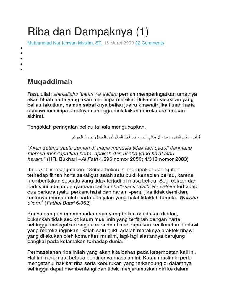 Peringatan Terhadap Dosa Riba | PDF | Agama & Spiritualitas