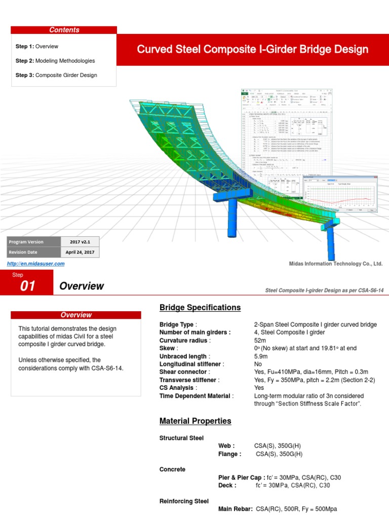 Curved Composite Girder Bridge Design | PDF | Composite Material | Bending