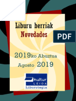 2019ko Abuztuko Liburu Berriak - Novedades de Agosto Del 2019