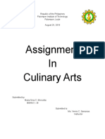 Assignment in Culinary Arts: Republic of The Philippines Palompon Institute of Technology Palompon, Leyte August 26, 2019