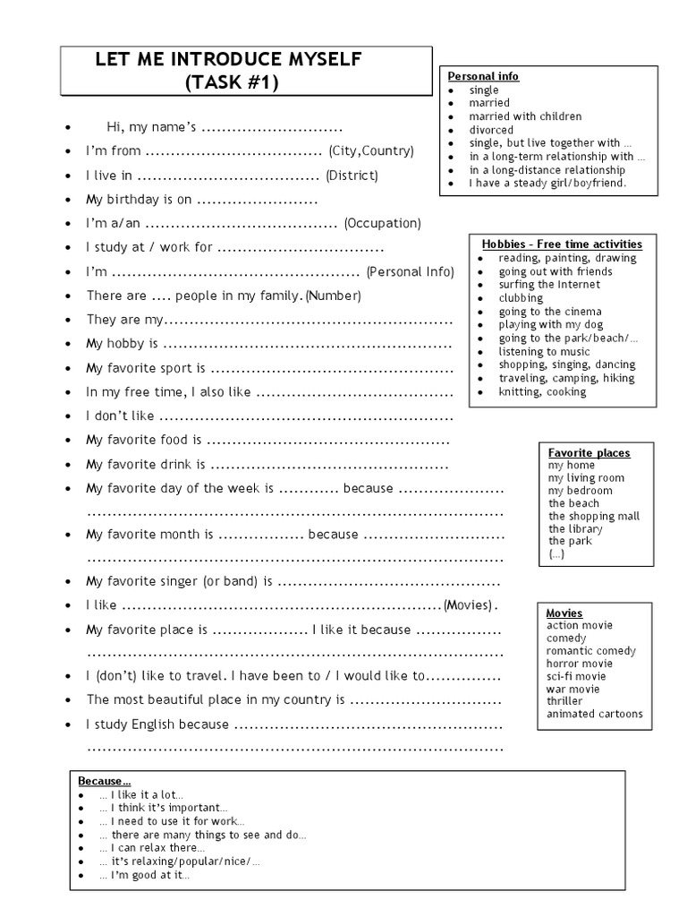 Let Me Introduce Myself (TASK #1) : Personal Info | PDF