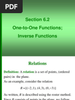 Section 6.2 One-to-One Functions Inverse Functions