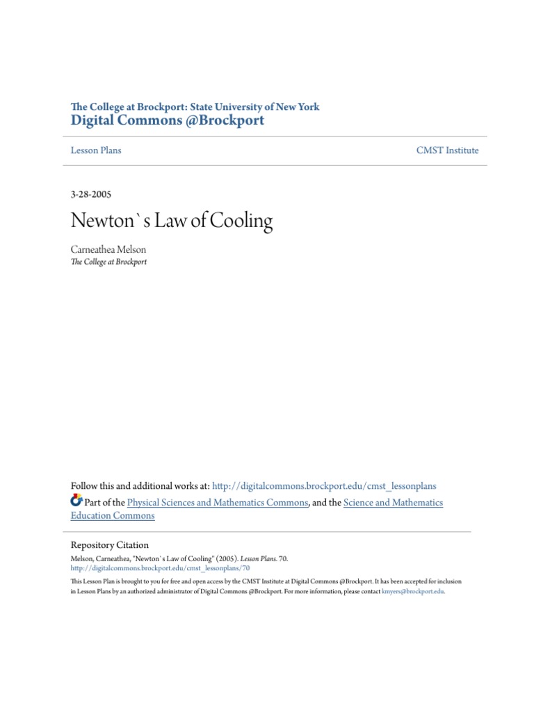 Newtons Law of Cooling | PDF | Mathematical Model | Exponentiation