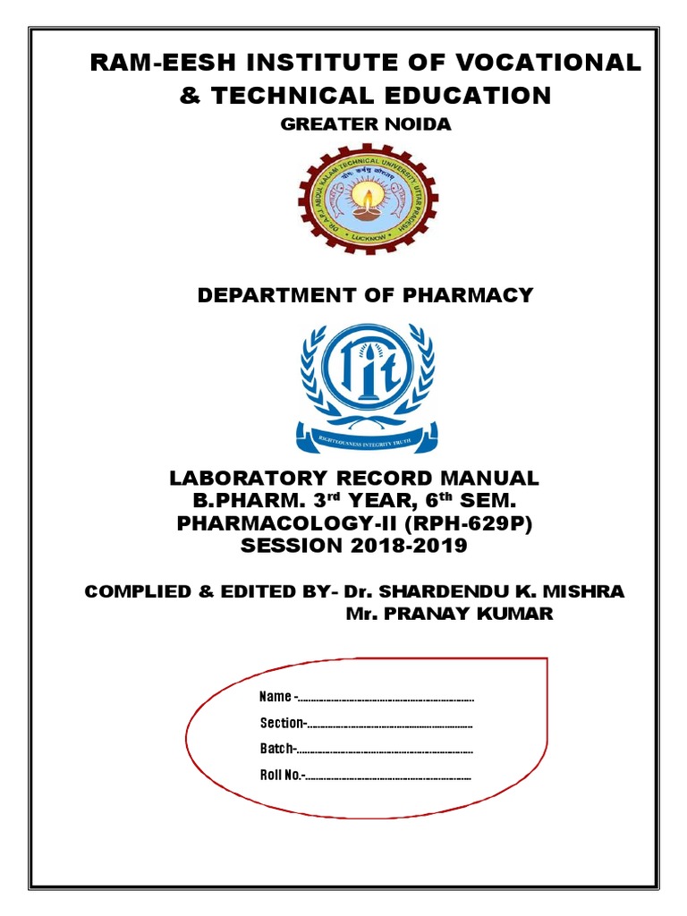 Pharmacology Lab Manual PDF Pharmacology Receptor Antagonist