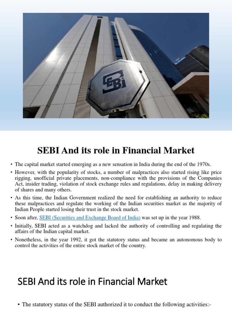 Role of SEBI in Indian Economy | PDF | Stock Market | Stocks