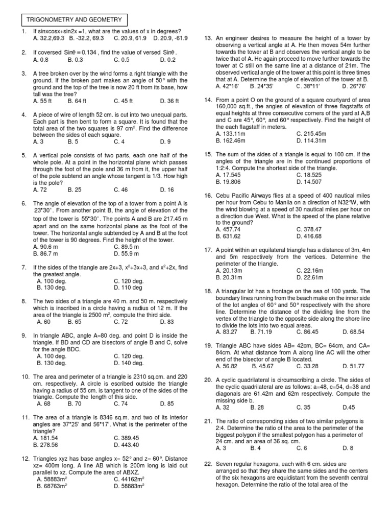 Handouts - Trigonometry and Geometry | PDF | Triangle | Area